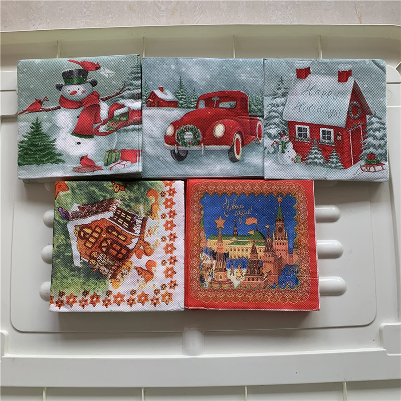 Ziemassvētku salvetes papīrs elegants audums Ziemassvētki Ziemassvētku vecītis bērnu koks sniega vīrs kabatlakats dekupāža kāzu dzimšanas dienas ballīte jauks dekors 20