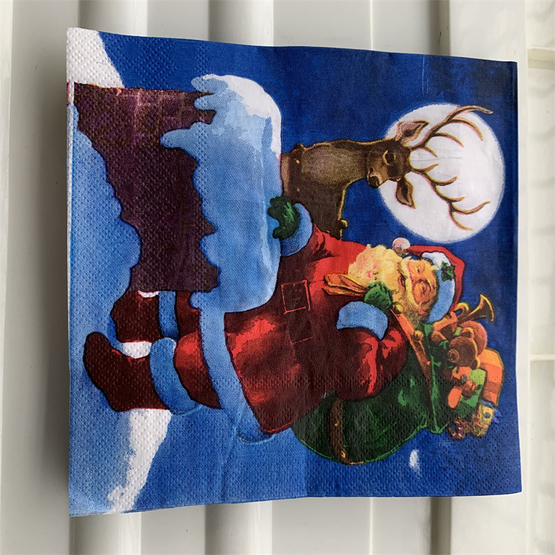 Ziemassvētku salvetes papīrs elegants audums Ziemassvētki Ziemassvētku vecītis bērnu koks sniega vīrs kabatlakats dekupāža kāzu dzimšanas dienas ballīte jauks dekors 20