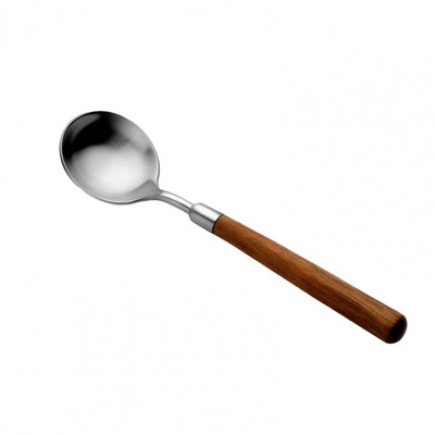 Karote Dakša Galda piederumi Pārtikas kvalitātes koka rokturi Karotes dakša Gludas virsmas nerūsējošā tērauda galda piederumi ikdienas lietošanai