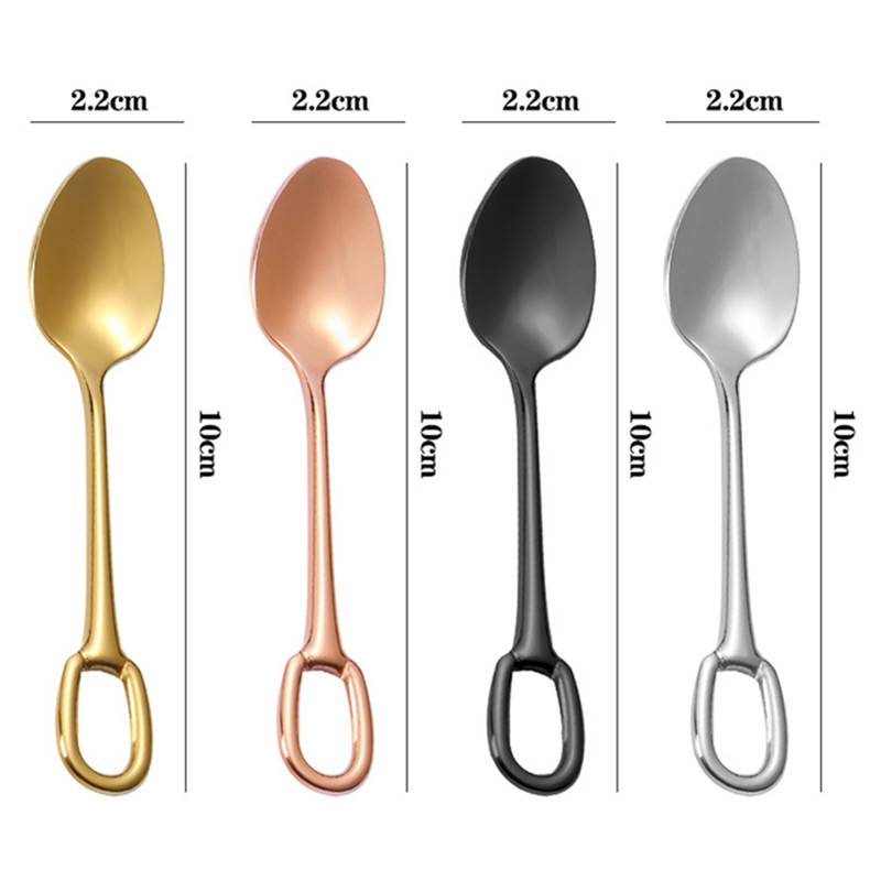 304 nerūsējošā tērauda karote ar iekarināmiem caurumiem Radoša kafijas karote garšvielu burciņa karote Daudzfunkcionālas mini maisīšanas karotes