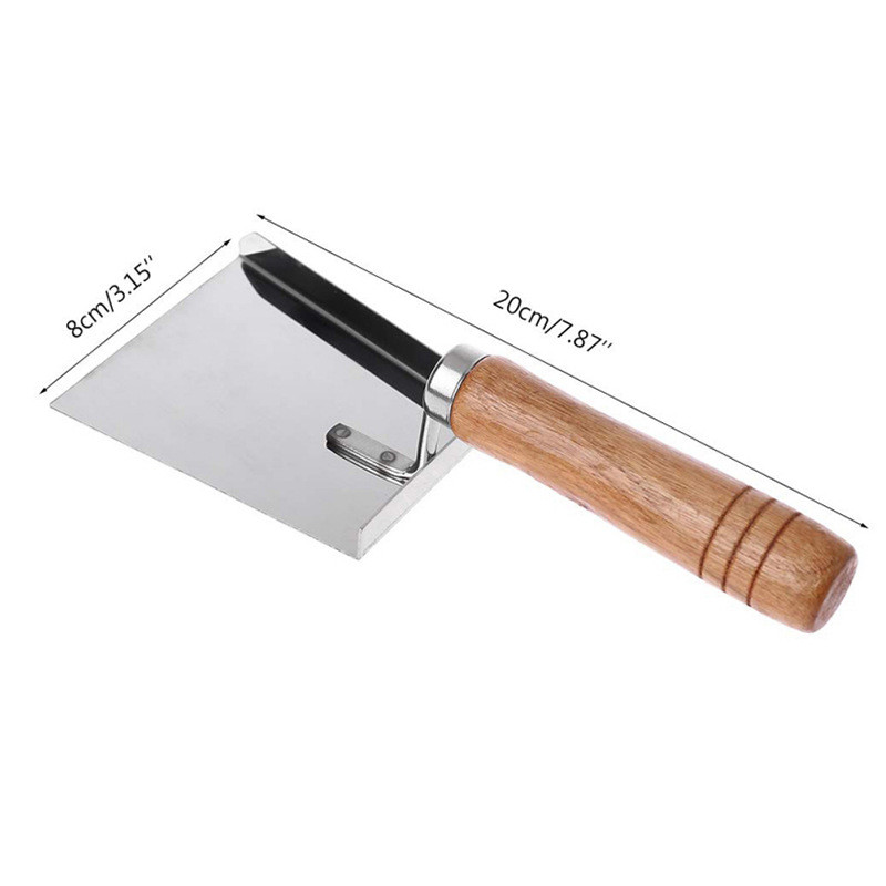 Rozsdamentes acél, fa nyelű méhkaptár tisztító lapát Méhészeti Clean Scoop szerszám Mézkaparó tisztító Méhész kellékek