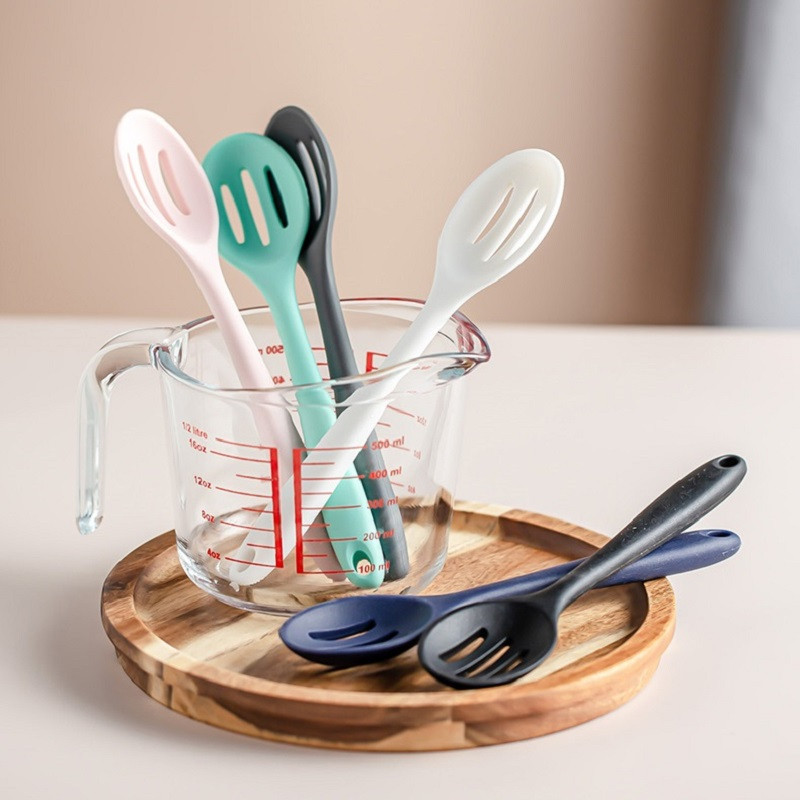 2 vnt Mini silikoniniai virtuvės reikmenys Nelipnus šaukštas kepimo reikmenys šaukštas mentele karščiui atsparus kiaušinių plakimo įrankis
