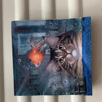 25cm mazāka vintage papīra salvete salvete jauks dzīvnieks suns kaķis zivs gaiļa eļļa amatniecības dekupāža kāzu bērnu dzimšanas dienas svinības salvetes