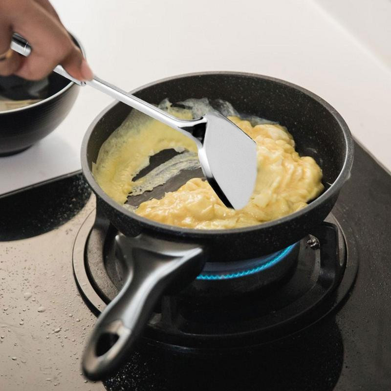 Spatula konyhai edények és szűrőszűrő acél kanállal, robusztus főzőlappal, forrázásgátló, tartós üreges fogantyúval és rozsdamentes acélból