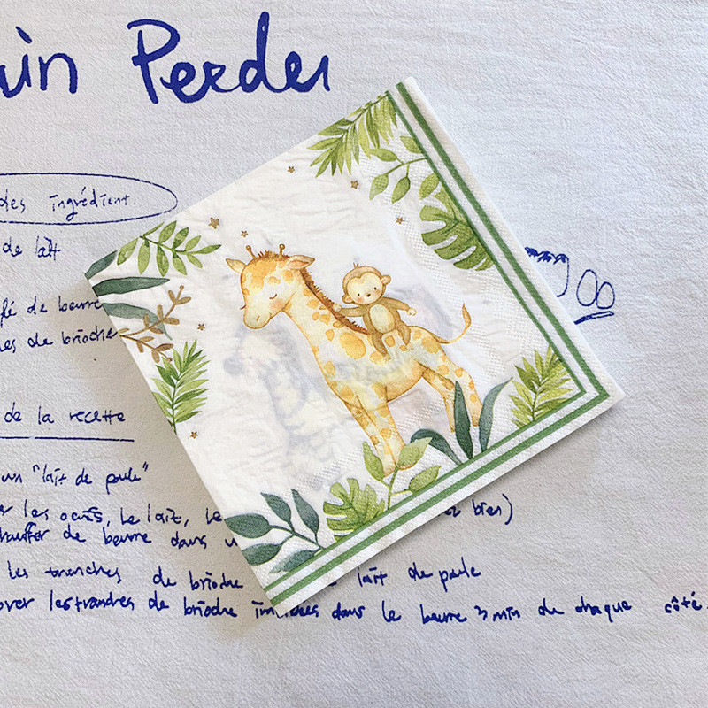 20gab./soma Džungļu dzīvnieks žirafe pērtiķis dekupāžas papīra salvetes dzimšanas dienas ballītes noformējumam Karikatūras tēmas piederumi bērnu dušas piederumiem