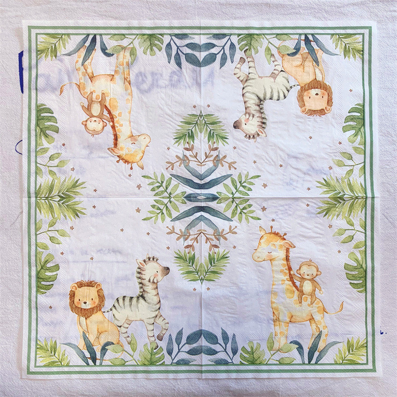 20gab./soma Džungļu dzīvnieks žirafe pērtiķis dekupāžas papīra salvetes dzimšanas dienas ballītes noformējumam Karikatūras tēmas piederumi bērnu dušas piederumiem