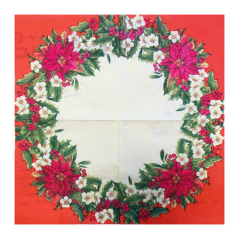 20 τεμ/τσάντα Χαρτοπετσέτες λουλουδιών Merry Christmas Χριστουγεννιάτικα γράμματα ντεκουπάζ σερβιέτες για χριστουγεννιάτικο ντεκόρ σερβίτσιο ζεστό