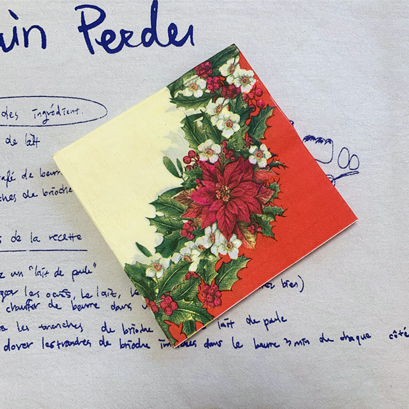 20Gb/Somiņa Priecīgus Ziemassvētkus Ziedi Papīra Salvetes Ziemassvētku Vēstules Dekupāžas salvetes Ziemassvētku ballītēm Galda piederumi Dekors Karsts