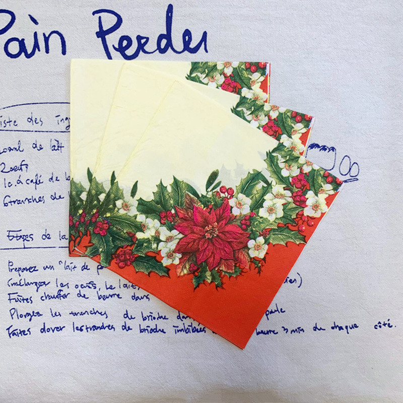 20Gb/Somiņa Priecīgus Ziemassvētkus Ziedi Papīra Salvetes Ziemassvētku Vēstules Dekupāžas salvetes Ziemassvētku ballītēm Galda piederumi Dekors Karsts