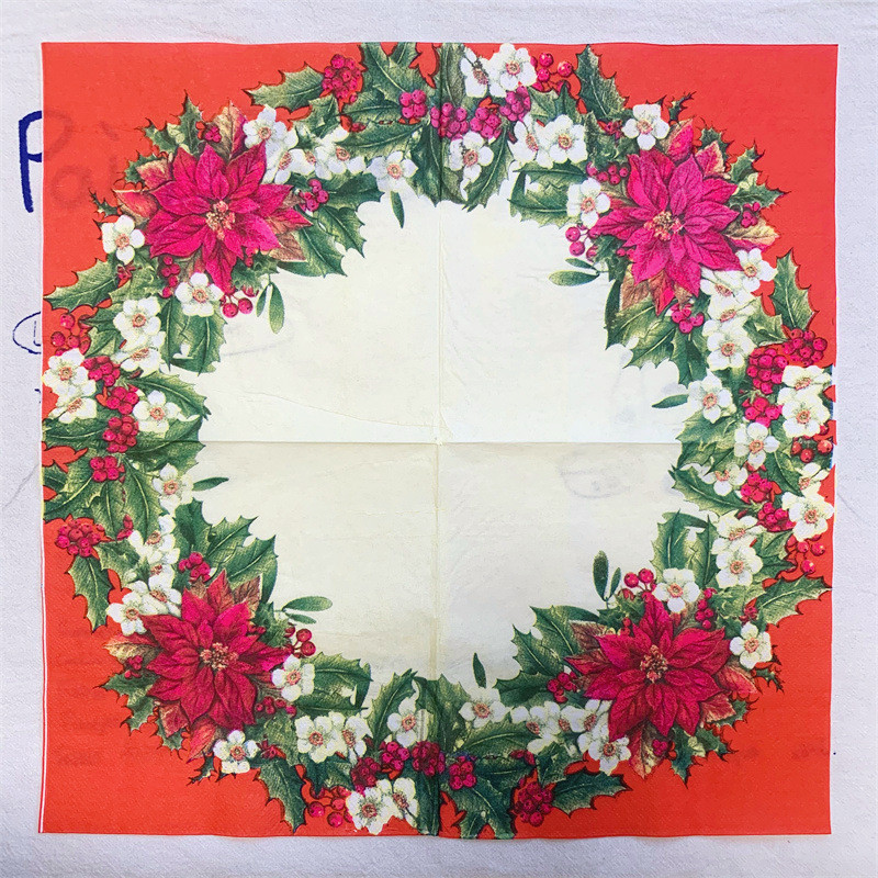 20Gb/Somiņa Priecīgus Ziemassvētkus Ziedi Papīra Salvetes Ziemassvētku Vēstules Dekupāžas salvetes Ziemassvētku ballītēm Galda piederumi Dekors Karsts