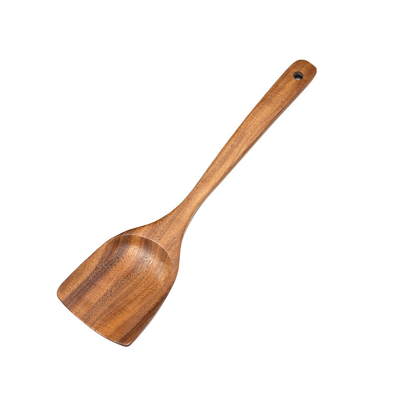 Akācijas koka virtuves trauki Ziemeļvalstu stila koka karotes lāpstiņas virtuves piederumu komplekts mājsaimniecības nelīpošas pannas lāpsta tīkkoka galda piederumi