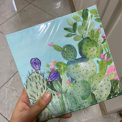 20 db/csomag Cactus Ins Stílus növény tiszta fa cellulóz papírszalvéták elegáns virágos törlőkendők parti kellékek szalvéta lakberendezés