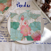 20 vnt. / maišelis Vintažinės vandens lelijos gėlės Dekupažinės popierinės servetėlės Elegantiškos lotoso popierinės servetėlės vakarėlio stalo reikmenims Kalėdų reikmenys Nauja