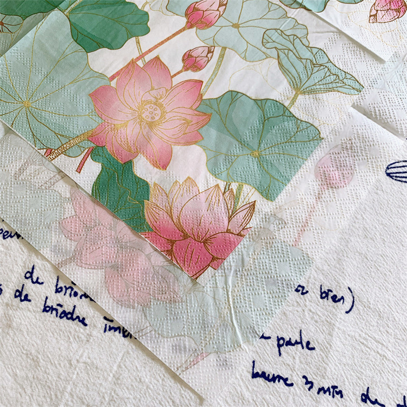 20 vnt. / maišelis Vintažinės vandens lelijos gėlės Dekupažinės popierinės servetėlės Elegantiškos lotoso popierinės servetėlės vakarėlio stalo reikmenims Kalėdų reikmenys Nauja