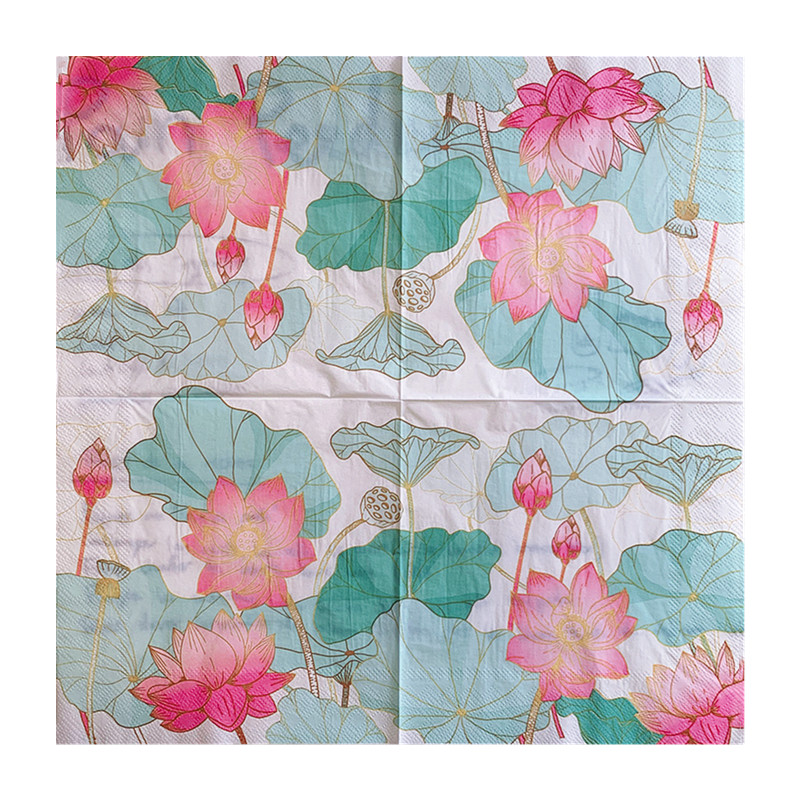 20 vnt. / maišelis Vintažinės vandens lelijos gėlės Dekupažinės popierinės servetėlės Elegantiškos lotoso popierinės servetėlės vakarėlio stalo reikmenims Kalėdų reikmenys Nauja