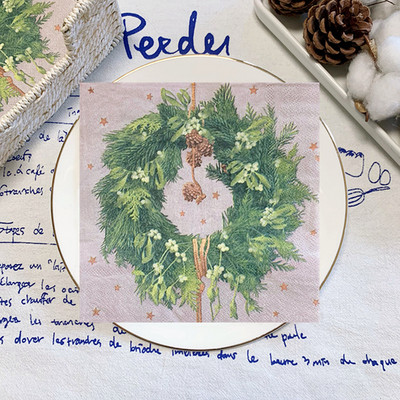 20Gb/Somiņa Priecīgus Ziemassvētkus Ziedu Papīra Salvetes Ziemassvētku Vainags Dekupāžas salvetes Ziemassvētku ballītēm Trauku dekors 2023 Jaunums