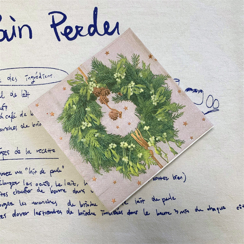 20Gb/Somiņa Priecīgus Ziemassvētkus Ziedu Papīra Salvetes Ziemassvētku Vainags Dekupāžas salvetes Ziemassvētku ballītēm Trauku dekors 2023 Jaunums