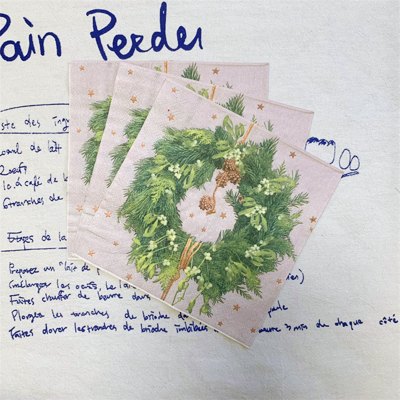 20Gb/Somiņa Priecīgus Ziemassvētkus Ziedu Papīra Salvetes Ziemassvētku Vainags Dekupāžas salvetes Ziemassvētku ballītēm Trauku dekors 2023 Jaunums