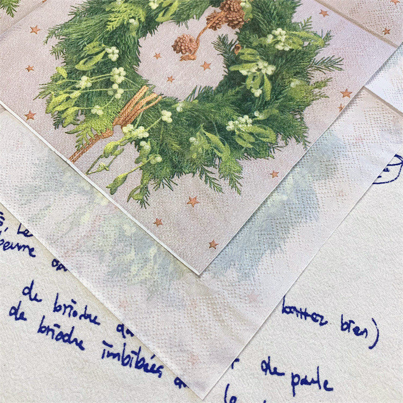 20Gb/Somiņa Priecīgus Ziemassvētkus Ziedu Papīra Salvetes Ziemassvētku Vainags Dekupāžas salvetes Ziemassvētku ballītēm Trauku dekors 2023 Jaunums