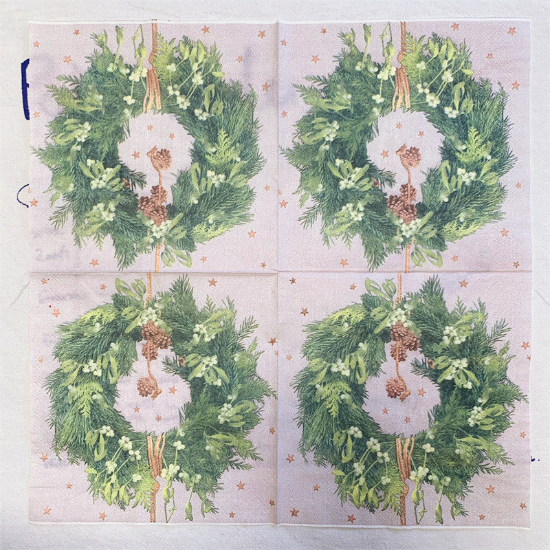 20Gb/Somiņa Priecīgus Ziemassvētkus Ziedu Papīra Salvetes Ziemassvētku Vainags Dekupāžas salvetes Ziemassvētku ballītēm Trauku dekors 2023 Jaunums