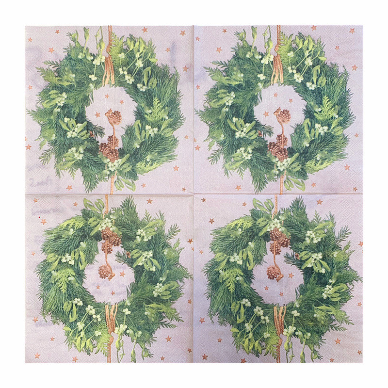 20Gb/Somiņa Priecīgus Ziemassvētkus Ziedu Papīra Salvetes Ziemassvētku Vainags Dekupāžas salvetes Ziemassvētku ballītēm Trauku dekors 2023 Jaunums