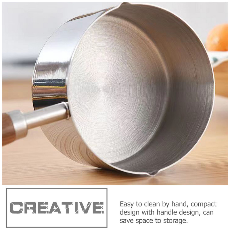 Mini tējkanna sīrups eļļas panna koka rokturi putras katls piena katli gatavošana nerūsējošā tērauda zupa Metāls Baby