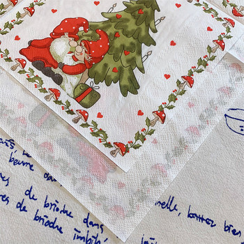 20 τεμ/τσάντα Merry Christmas Tree Cartoon Χαρτοπετσέτες Χριστουγεννιάτικες σερβιέτες ντεκουπάζ μανιταριών για χριστουγεννιάτικο ντεκόρ σερβίτσιο