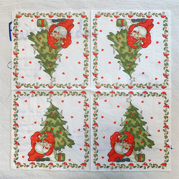 20 τεμ/τσάντα Merry Christmas Tree Cartoon Χαρτοπετσέτες Χριστουγεννιάτικες σερβιέτες ντεκουπάζ μανιταριών για χριστουγεννιάτικο ντεκόρ σερβίτσιο