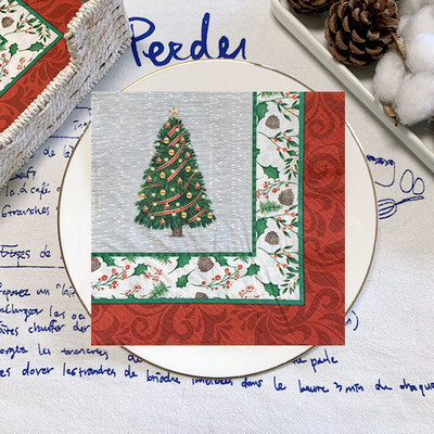 20vnt/maišelis Linksmų Kalėdų eglutės kūgio popierinės servetėlės kalėdinės gėlės dekupažinės popierinės servetėlės Kalėdų vakarėliui stalo reikmenų dekoravimui