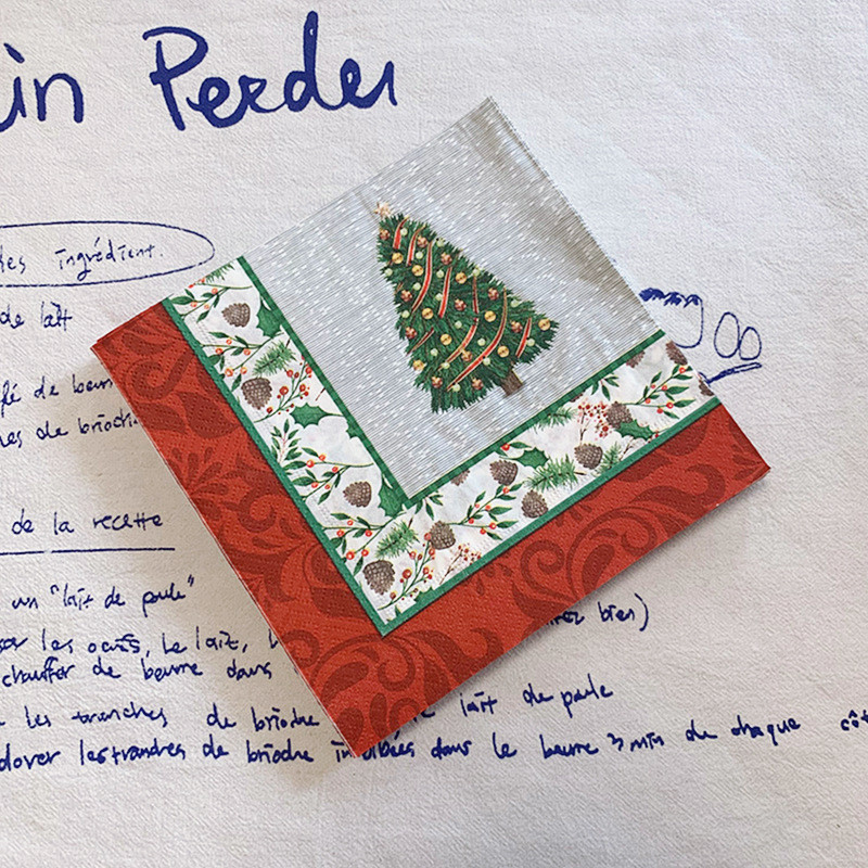 20vnt/maišelis Linksmų Kalėdų eglutės kūgio popierinės servetėlės kalėdinės gėlės dekupažinės popierinės servetėlės Kalėdų vakarėliui stalo reikmenų dekoravimui