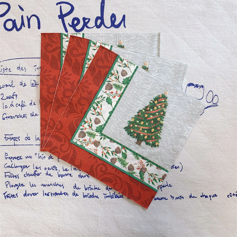 20vnt/maišelis Linksmų Kalėdų eglutės kūgio popierinės servetėlės kalėdinės gėlės dekupažinės popierinės servetėlės Kalėdų vakarėliui stalo reikmenų dekoravimui