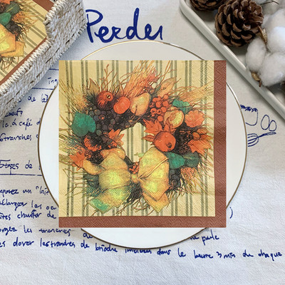 20 τεμ/τσάντα Merry Christmas Flower Χαρτοπετσέτες Χριστουγεννιάτικο στεφάνι Φιόγκος ντεκουπάζ σερβιέτες για χριστουγεννιάτικο πάρτι σερβίτσιο διακόσμηση