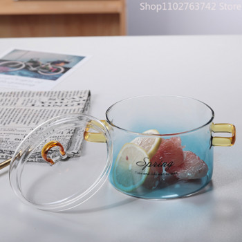 Издръжлива красива стъклена тенджера за готвене Домакинска стъклена тенджера с голям капацитет Стъклена тенджера за готвене с високо боросиликатно стъкло
