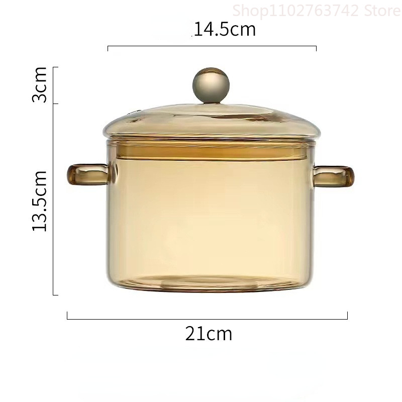 Patvarus gražus stiklinis viryklės puodas Buitinis didelės talpos stiklinis keptuvės aukšto borosilikatinio stiklo stiklo troškinys
