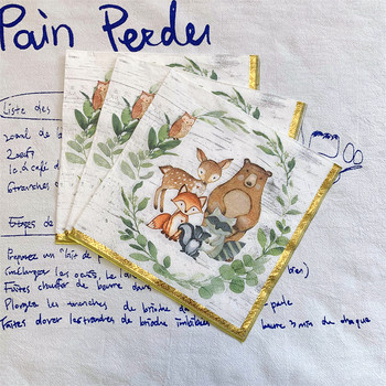 20 τεμ/συσκευασία Χαριτωμένα χαρτοπετσέτες για ντεκουπάζ με χαριτωμένα ζώα Kawaii Fox Bear Owl Tissues for Παιδικό πάρτι γενεθλίων Διακόσμηση για την ημέρα των παιδιών