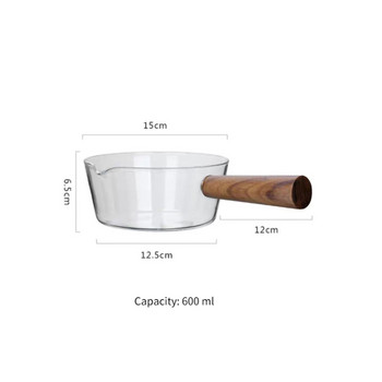400 ml/600 ml стъклена тенджера с дървена дръжка за готвене, нагряване на млечна супа, тенджера за овесена каша, домакински кухненски съдове на открит огън, глинена тенджера