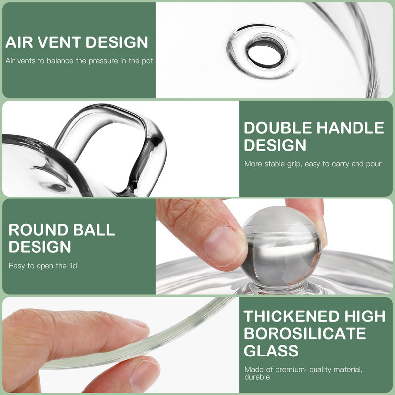 Pannas ar vākiem Caurspīdīgas bļodas lielas stikla zupas maisīšanas mājas graudaugu nūdeļu caurspīdīgs krājuma vāks