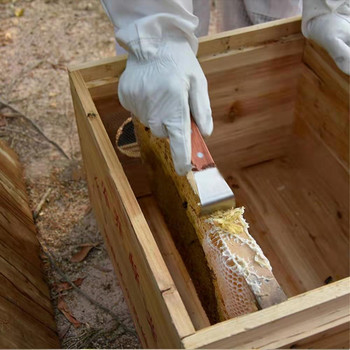 Ξύστρα κυψέλης J-τύπου Κόφτης μελισσοκόμου με μελισσοκομική ξύλινη κοπή από ανοξείδωτο ατσάλι μαχαίρι μελισσοκομίας μελισσοκομικά εργαλεία αποκάλυψης