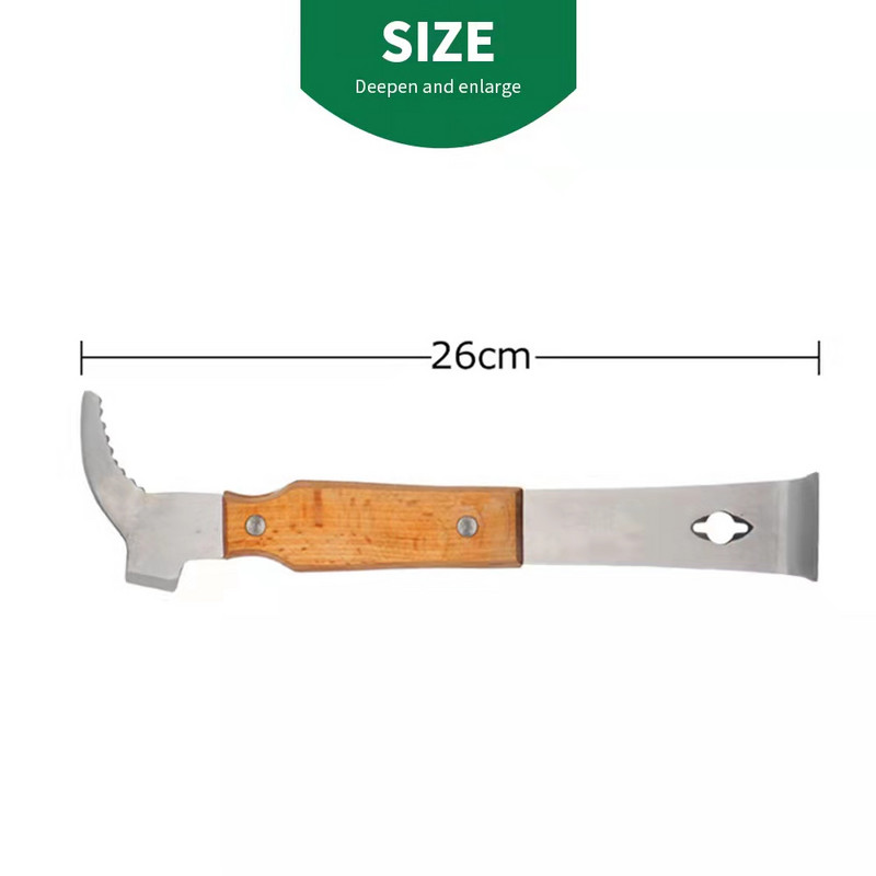 J-veida bišu strops skrāpis Biškopja medus griezējs ar biškopības koka nerūsējošā tērauda griezumu medus nazis biškopības noņemšanas rīki