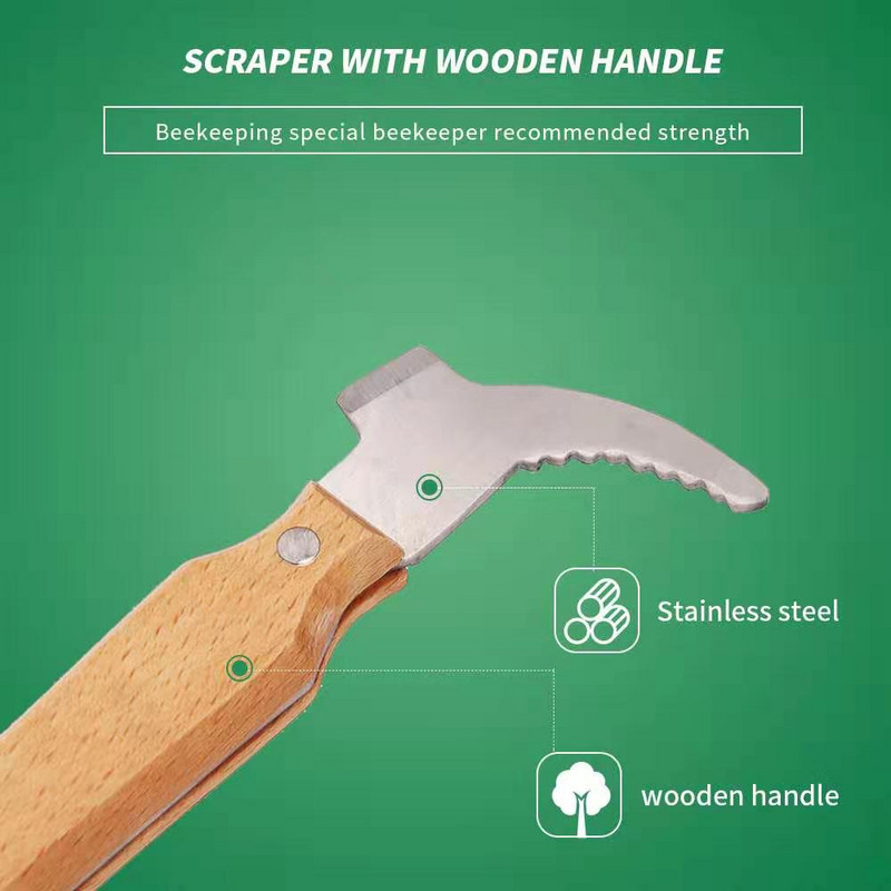 J-veida bišu strops skrāpis Biškopja medus griezējs ar biškopības koka nerūsējošā tērauda griezumu medus nazis biškopības noņemšanas rīki