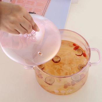 Μαγειρική Binaural Pan Love Glass Open Pink High Instant Χαριτωμένη κατσαρόλα υψηλής αξίας Noodle Ανθεκτική στη θερμότητα πυρίμαχη βοριοπυριτική σούπα