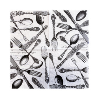 20 τεμ/τσάντα Vintage Knife Fork Decoupage Χαρτοπετσέτες Western Restaurant Χαρτί χαρτομάντηλα για πάρτι Χριστουγεννιάτικα είδη 25x25cm