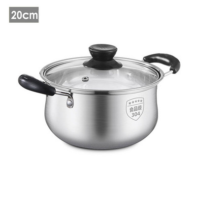 Nerūsējošā tērauda kastrolis Nepiedegoša panna ar stikla vāku Virtuves trauki virtuves gatavošanas katliem Virtuves piederumi Indukcijas plīts