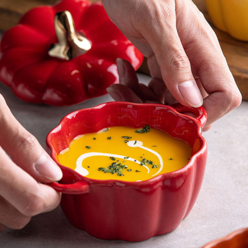 Virtuvės kepimo forma su dangteliu keraminiais stalo reikmenimis Orkaitės sriubos dubuo Mini Puodas Vandeniui atsparus lėta viryklė Desertinės dubens sriubos puodelis