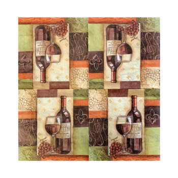 20ΤΜ/Σακούλα Vintage Grape Wine Decoupage Χαρτοπετσέτες Wine Glass Paper Tissues for Party Supplies Christmas Supplies 25x25cm