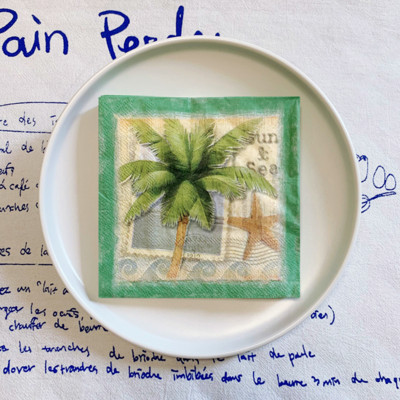 20 tk/kott Vintage Coconut Tree Starfish Decoupage Pabersalvrätikud Suvised Pabersalvrätikud Peolauanõude jaoks Jõulutarbed 25x25cm
