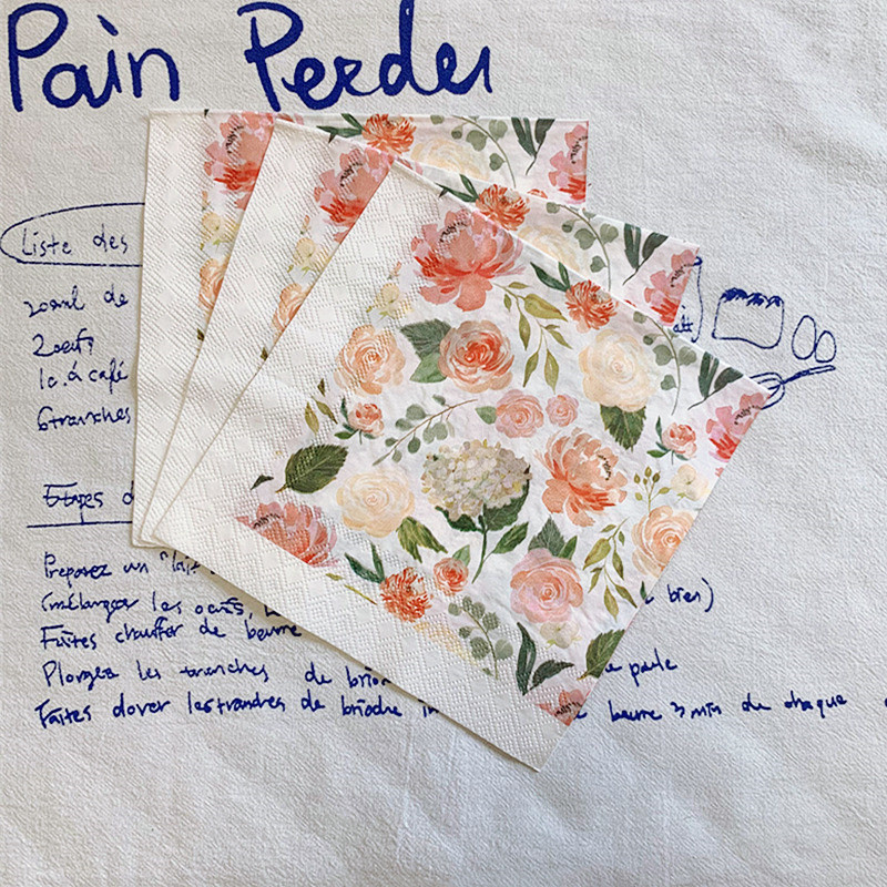 20 τεμ/τσάντα Vintage παιώνια λουλούδια ντεκουπάζ χαρτοπετσέτες Κομψό λουλουδάτο χαρτομάντιλο για πάρτι Επιτραπέζια χριστουγεννιάτικα είδη γάμου