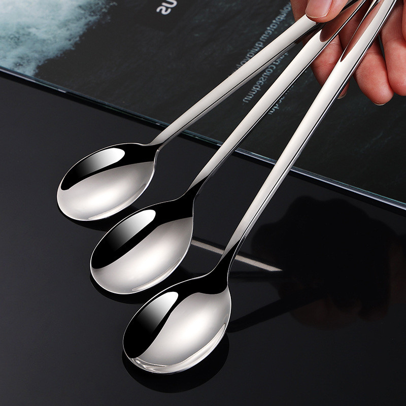 3db 304 rozsdamentes acél kanalak fagylalt kanalak hosszú nyelű kávéskanálok keverőkanalak konyhai edények