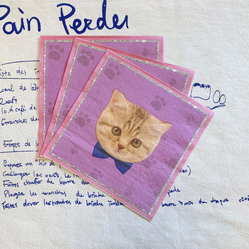 20 τεμ/συσκευασία Χαριτωμένα παπιγιόν Γάτα ντεκουπάζ χαρτοπετσέτες Lovely cartoon χαρτοπετσέτα χαρτομάντιλο για κορίτσια Προμήθειες για πάρτι γενεθλίων