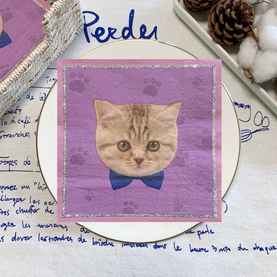20 vnt. / Pakuotė Mielas peteliškės kačių dekupažo popierinės servetėlės Gražios animacinės servetėlės popierinės servetėlės mergaitėms gimtadienio vakarėlio reikmenys